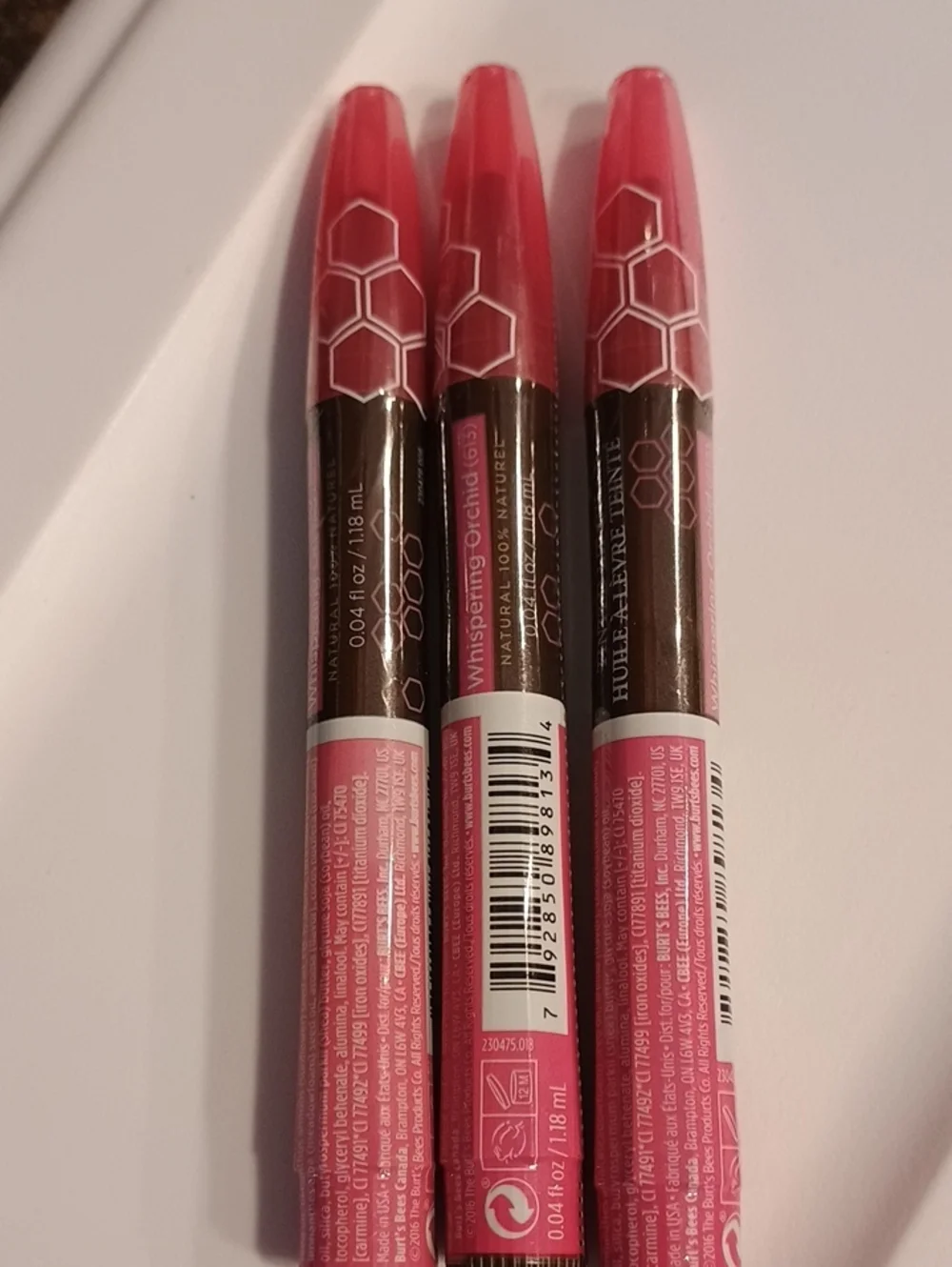 3 x Burt's Bees 100% Natural Moisturizing Tinted Lip Oil, Whispering Orchid